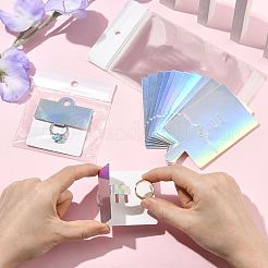 リング用長方形折りたたみ紙ジュエリーディスプレイカード50枚  50個のOPPプラスチックバッグ付き  カラフル  10.8x6x0.05cm&nbsp;CDIS-FS0001-31D