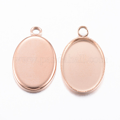 Ion Plating(IP) 304 Stainless Steel Pendant Cabochon Settings&nbsp;X-STAS-H383-12RG