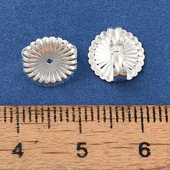 真鍮イヤリングナット  鉛フリー＆カドミウムフリー  花  925銀メッキ  9x4.5mm  穴：0.9mm&nbsp;KK-K383-25A-S