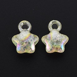 透明クラックルアクリルパーツ  ABカラー  スター  シャンパンイエロー  18x14x8.5mm  穴：3.5mm  約510個/500g&nbsp;MACR-S373-63-L06