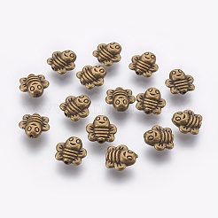 亜鉛合金ビーズ  鉛フリー＆カドミウムフリー  3 Dミツバチ  アンティークブロンズ  9x9x4mm  穴：1mm&nbsp;PALLOY-ZN29435-AB-LF