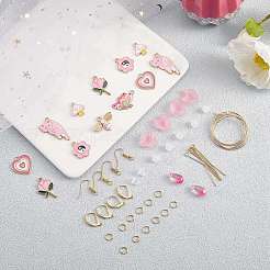 DIY Pink Drop Earring Making Kits&nbsp;DIY-SZ0008-71