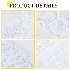 5 Yards 3-Layer Pleated Polyester Chiffon Lace Trim&nbsp;OCOR-WH0082-01A