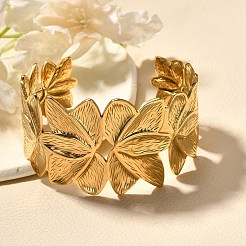 304 Stainless Steel Open Cuff Bangles for Women&nbsp;BJEW-Z083-02G-01