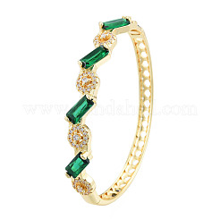 Cubic Zirconia Rectangle & Evil Eye Hinged Bangle&nbsp;BJEW-N012-047