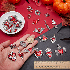 36Pcs 18 Styles Gothic Style Zinc Alloy Enamel Pendants&nbsp;ENAM-AR0001-94