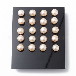 ナチュラルパールイヤースタッズ  女性用 304 ステンレス ピン イヤリング  ラウンド  リネン  17~18x8mm  ピン：0.7mm&nbsp;EJEW-P223-01E-P02