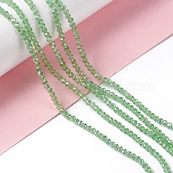 電気メッキガラスビーズセット  ABカラーメッキ  ファセットロンデル  ライムグリーン  3x2mm  穴：0.5mm  約135~140個/連  32~34cm&nbsp;X-EGLA-R048-2mm-10