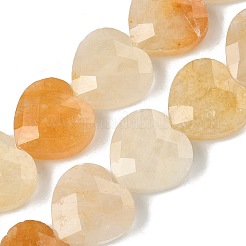 天然石トパーズ翡翠ビーズ連売り  多面カット  ハート  14.5~15x15~15.5x5.5~6mm  穴：1mm  約10個/連  5.51~5.71''（14~14.5センチメートル）&nbsp;G-A309-A22-01