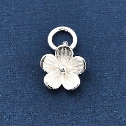 スターリングシルバー925枚の花びらの花チャーム5個  丸カンとスタンプ925個付き  銀  11.5x7.5x2.5mm  穴：2.5mm&nbsp;STER-U009-01S-01