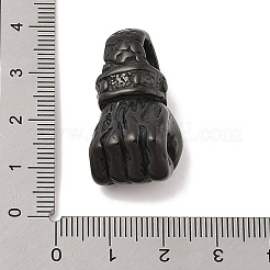 304ステンレスペンダント  拳のチャーム  ブラック  31x15x15mm  穴：7.5x7mm&nbsp;STAS-G346-05EB