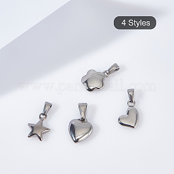 16個4スタイル304ステンレススチールチャーム  混合図形  ステンレス鋼色  12~14x9~11x3~4mm  穴：2.5~3x6~8mm  4個/スタイル&nbsp;STAS-CA0001-44
