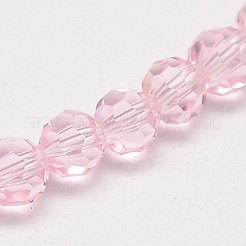 ガラスビーズ連売り  ファセット（32ファセット）  ラウンド  ミスティローズ  8mm  穴：1.5mm  約66~67個/連  18.5インチ〜19.29インチ（47~49cm）&nbsp;EGLA-J042-8mm-19