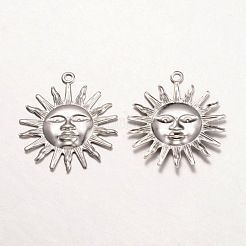 変色しにくい316サージカルステンレスペンダント  太陽  ステンレス鋼色  25x22x1mm  穴：1mm&nbsp;X-STAS-K096-19P