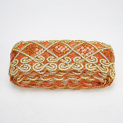 10 Yards Polyester Lace Ribbon with Paillette&nbsp;OCOR-WH0090-050A
