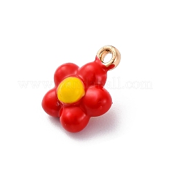 合金エナメルチャーム  花のチャーム  ゴールドカラー  レッド  13.5x10.5x6mm  穴：1.5mm&nbsp;ENAM-E362-10D
