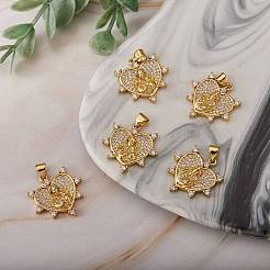 5Pcs Brass Micro Pave clear Cubic Zirconia Pendants&nbsp;ZIRC-SZ0002-54