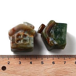天然および合成宝石の彫刻された家の置物  自宅オフィスデスクトップ風水装飾  26x24x18~18.5mm&nbsp;DJEW-P015-01