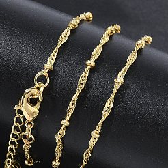女性用 2.5mm 真鍮サテライトチェーンネックレス  長持ちメッキ  18KGP本金メッキ  15.94インチ（40.5cm）&nbsp;KK-CBA4FD4-16G