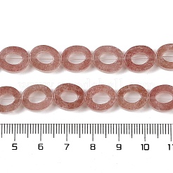 天然石ストロベリークォーツビーズ連売り  中空のフラット楕円形  ゼロのビーズ  12x10x3.5~4mm  穴：1.2mm  約20個/連  9.61''（24.4センチメートル）&nbsp;G-M439-A11-01