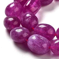 天然石マレーシアジェイドビーズ連売り  オーバル  染め  フクシア  11~13x9~10x8.5~10mm  穴：1mm  約16個/連  7.28~7.48インチ（18.5~19cm）&nbsp;G-P528-N12-01