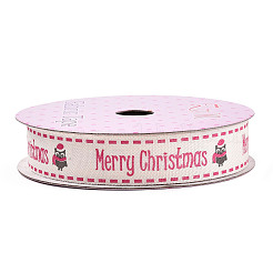 片面プリントメリークリスマスコットンリボン  クリスマスパーティーの装飾  カメリア  言葉  5/8インチ（16.5mm）  約2.00ヤード（1.82m）/ロール&nbsp;SRIB-T009-01D
