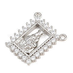Brass Micro Pave Clear Cubic Zirconia Pendants&nbsp;KK-CBA6A75-48C-P