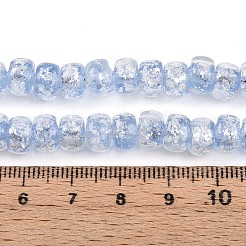 光沢のある手作りの銀箔ガラスビーズ連売り  ロンデル  暗闇で光る  コーンフラワーブルー  7~8.5x4.5~6.5mm  穴：1~1.5mm  約80個/連  16.34インチ（41.5cm）&nbsp;FOIL-N029-02B-07