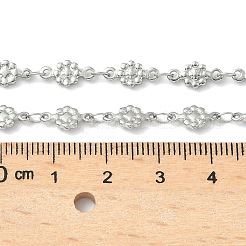 304ステンレススチールのテクスチャードフラワーリンクチェーンネックレス  変色しない  ステンレス鋼色  17-3/8インチ（44.2cm）&nbsp;NJEW-Z084-01P