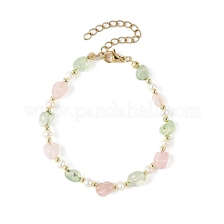 Natural Rose Quartz & Prehnite & Freshwater Pearl Beaded Bracelets&nbsp;BJEW-JB14268