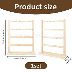4-Tier Wood Jewelry Display Stands with Trays for Earrings Bracelets Rings Necklaces&nbsp;ODIS-WH0095-025B