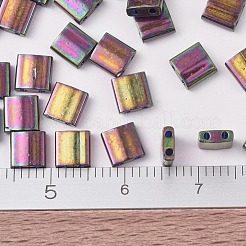 MIYUKIティラビーズ  日本製シードビーズ  2穴  （TL1893)梅金光沢  5x5x1.9mm  穴：0.8mm  約1180個/100g&nbsp;SEED-J020-TL1893