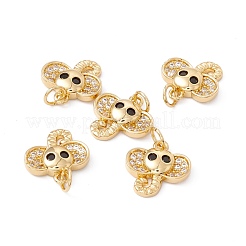 Rack Plating Brass Micro Pave Cubic Zirconia Charms&nbsp;ZIRC-C040-42G
