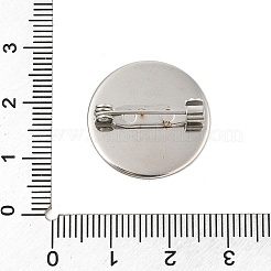 304ステンレススチールブローチカボションセッティング  フラットラウンド  ステンレス鋼色  21.5mm  トレイのサイズ：20mm&nbsp;STAS-E547-08E-P
