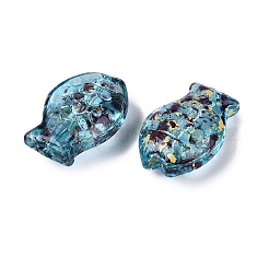 ピカソの透明ガラスビーズ  魚  ディープスカイブルー  14.5x10x5.5~6mm  穴：1.2mm  約478個/ポンド&nbsp;SEED-Q039-03G