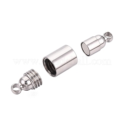 304ステンレススチール製マグネット留め具  コラム  ネジ式クラスプ付き  ステンレス鋼色  22x8mm  穴：2.2mm&nbsp;STAS-N127-03P