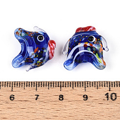 手作りランプワークビーズ  魚  ダークブルー  14.5~19x17~21.5x9~10mm  穴：1.2~1.4mm  約29~30個/連  17.32~18.50''（44~47センチメートル）&nbsp;LAMP-T023-16B