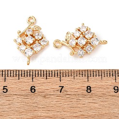 Brass Micro Pave Clear Cubic Zirconia Connector Charms&nbsp;KK-Z142-01G