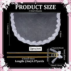 Polyester Bridal Veils and Polyester Cord Wrist Corsages for Wedding&nbsp;HJEW-BC00090-01