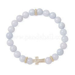 Natural Chalcedony Round Beads Stretch Bracelets&nbsp;BJEW-JB12257-01
