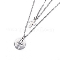 Non-Tarnish 304 Stainless Steel Tiered Necklaces&nbsp;X-NJEW-JN02350-02
