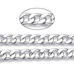 アルミカーブチェーン  ダイヤモンドカットキューバチェーン  溶接されていない  プラチナ  20x13.5x3.5mm&nbsp;CHA-N003-25P