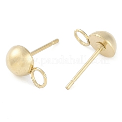 イオンプレーティング（IP）304ステンレススチールスタッドピアス金具  手動研磨  18KGP本金メッキ  半円  10x6mm  ピン：0.8x11mm&nbsp;STAS-P366-95A-G