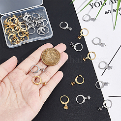40個 2色 304ステンレススチール フレンチフックピアス金具  片穴パーツ用  ゴールデン·ステンレス鋼色  21mm  ピン：0.6mm  20個/カラー&nbsp;STAS-UN0046-30