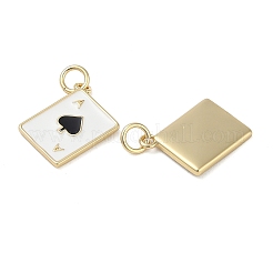 Playing Card Rack Plating Brass Enamel Pendants&nbsp;KK-G512-11G-01