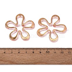 透明なアクリルビーズ  ゴールドライン入り  花  ダークサーモン  42x43x6.5mm  穴：2mm  約160個/500g&nbsp;AC-N166-10C