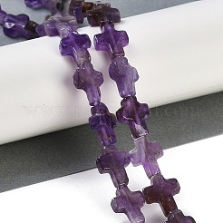 天然石アメジストビーズ連売り  クロス  15x11.5x4.5mm  穴：0.7mm  約25個/連  15.75''（40センチメートル）&nbsp;G-I369-A23-02