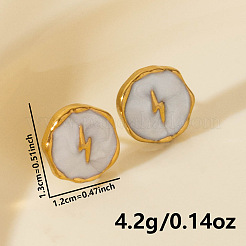 Stylish 304 Stainless Steel Flat Round with Lightning Bolt Stud Earrings&nbsp;OU9533-2