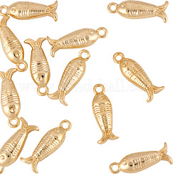 真鍮製チャーム12個  魚  18KGP本金メッキ  14.5x5.5x4mm  穴：1.4mm&nbsp;KK-TA0002-56