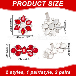 4Pcs 2 Style Flower Glass Rhinestone Shoe Decoration&nbsp;AJEW-AR0001-79A